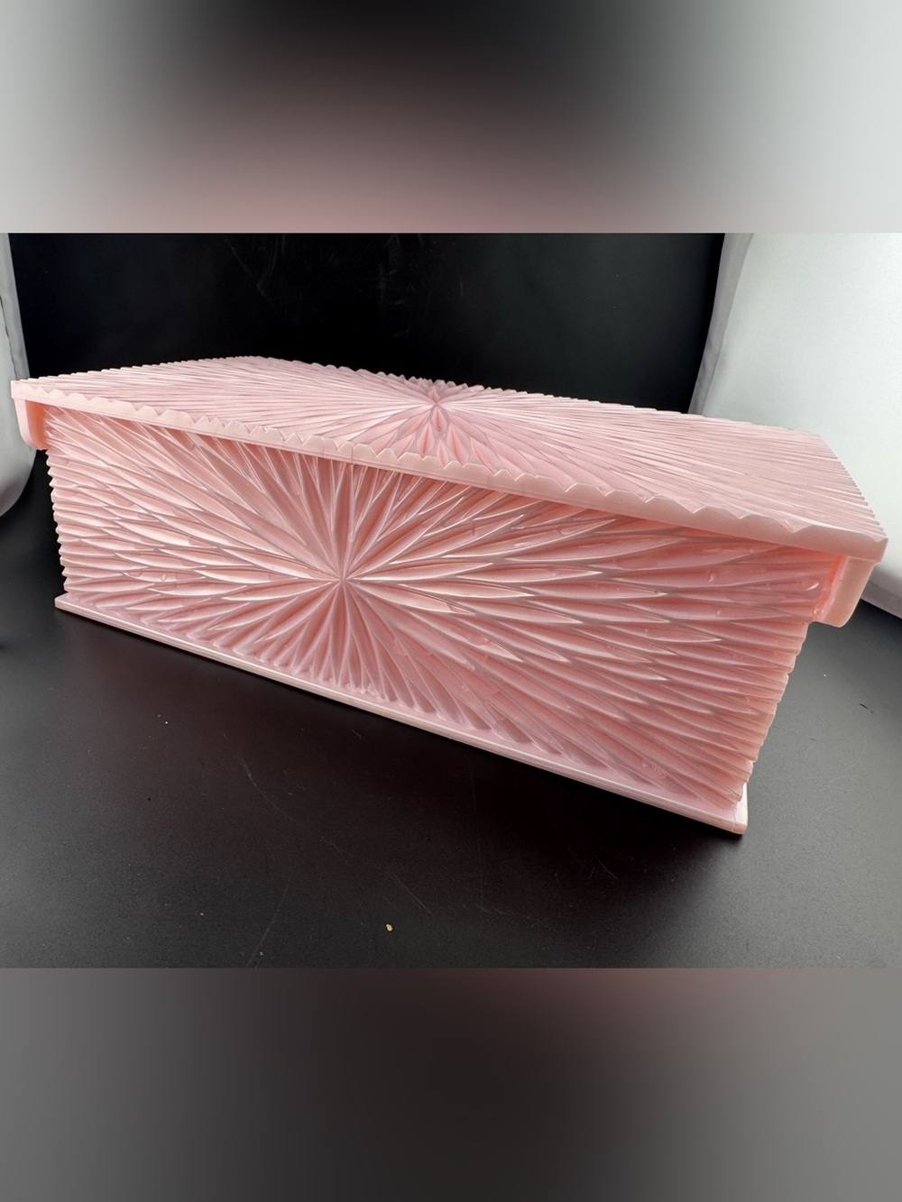 Vintage 1950’s Celebrity Pink Lucite Jewelry Box Organizer with Tray